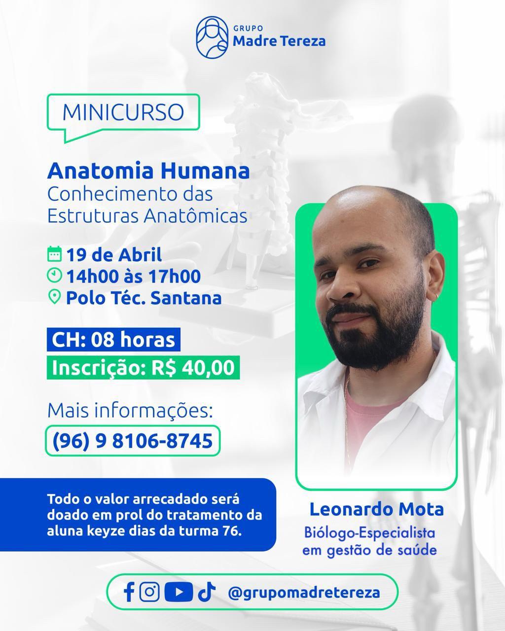 Aprofunde seu Conhecimento: Minicurso de Anatomia Humana no Grupo Madre Tereza!