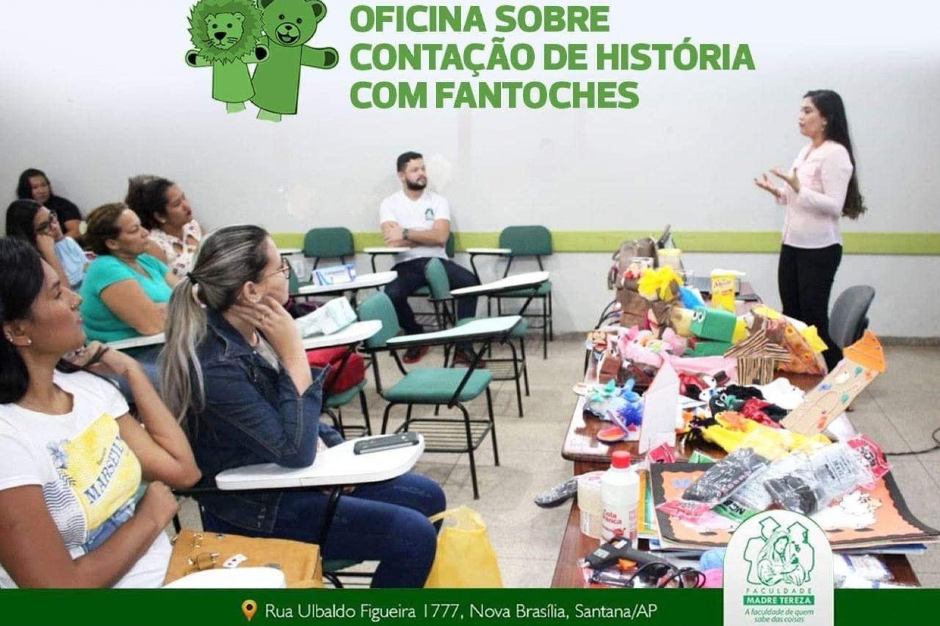 Acadêmicos dos cursos de Letras e Pedagogia  da Faculdade Madre Tereza realizam oficina de fantoches 