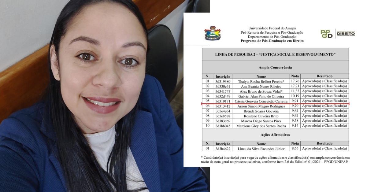 Professora do Colegiado de Direito da FAMAT é Aprovada no Mestrado da UNIFAP Professora do Colegiado de Direito da FAMAT é Aprovada no Mestrado da UNIFAP